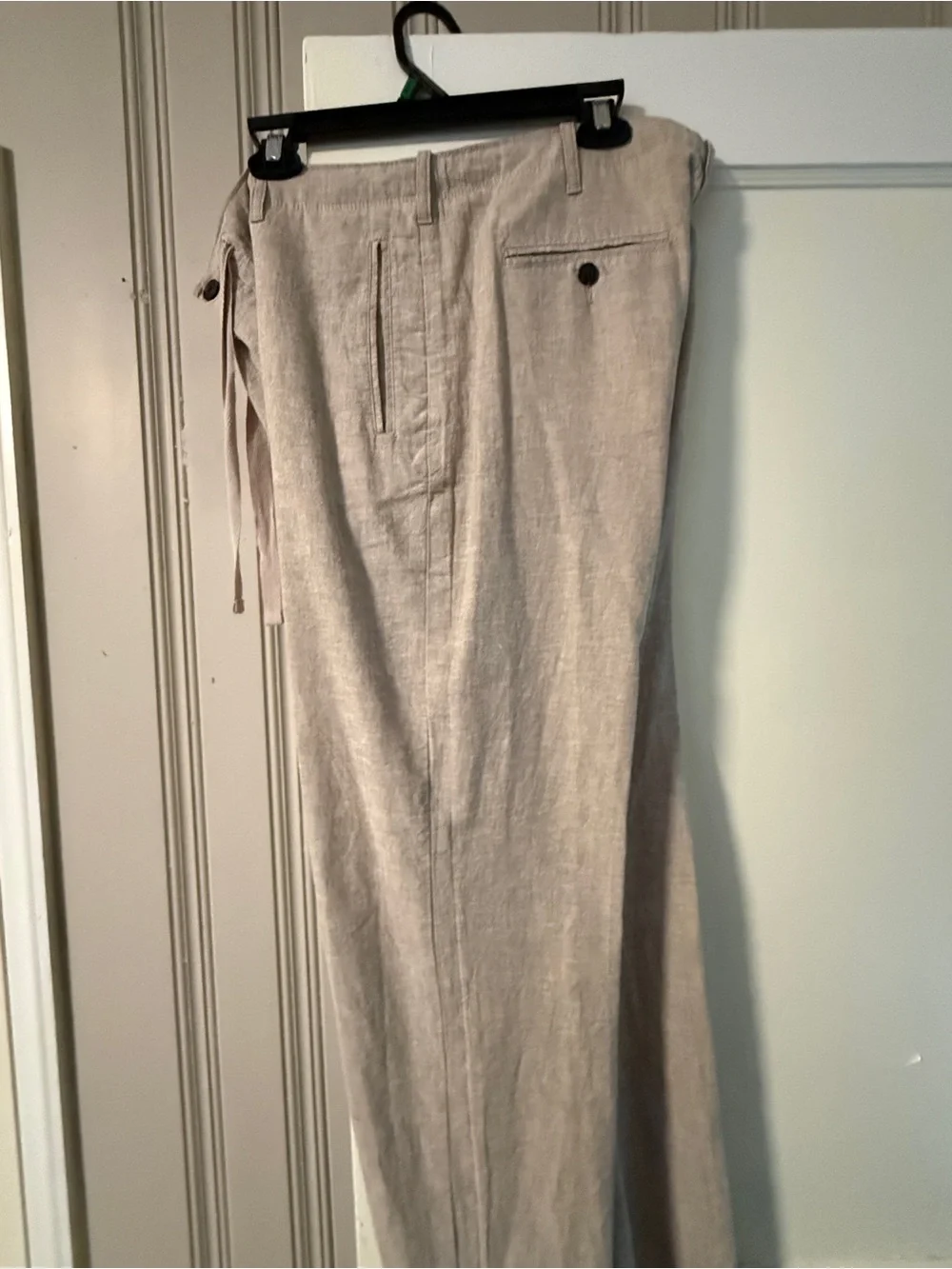 Perry Ellis Men's Relaxed Linen-Blend Pants in Light Beige